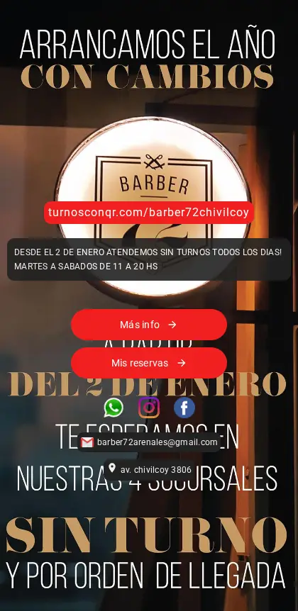 Ejemplo de página de reservas de un cliente de TurnosConQR