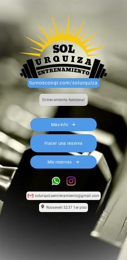 Ejemplo de página de reservas de un cliente de TurnosConQR